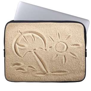 Finger drawing sand beach design laptop sleeve