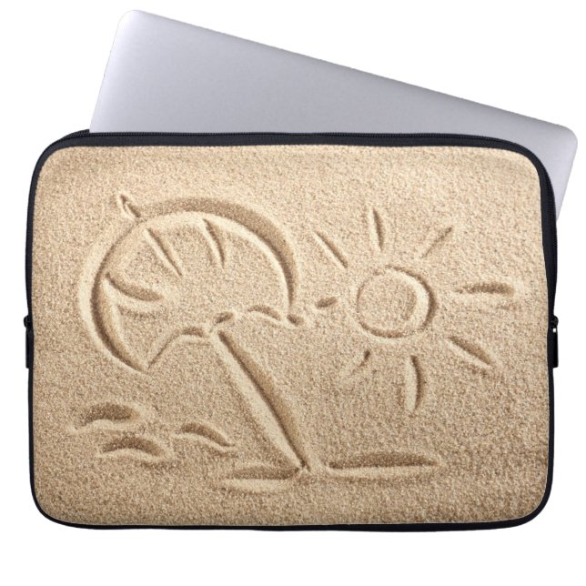 Finger drawing sand beach design laptop sleeve (Front)