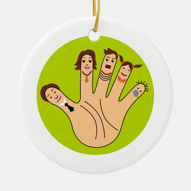Finger Family Drawing Ceramic Tree Decoration (Front)