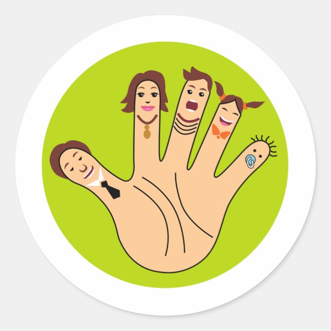 Finger Family Drawing Classic Round Sticker (Front)