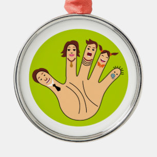 Finger Family Drawing Metal Ornament