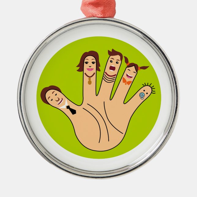 Finger Family Drawing Metal Ornament (Front)