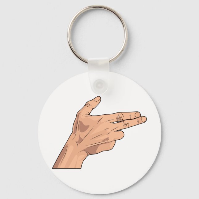 Finger Gun Pistol Shooting Hand Sign Gesture Key Ring (Front)