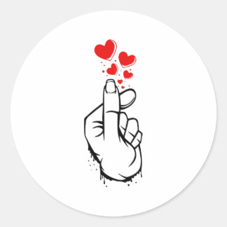 Finger Heart Classic Round Sticker
