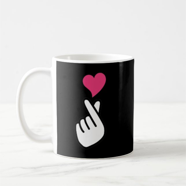 Finger Heart Korean Hand Symbol KPOP Love Sarangha Coffee Mug (Left)