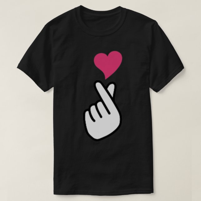 Finger Heart Korean Hand Symbol KPOP Love Sarangha T-Shirt (Design Front)