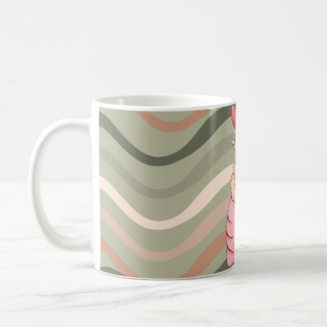 Finger heart Mug - pink & grey (Left)