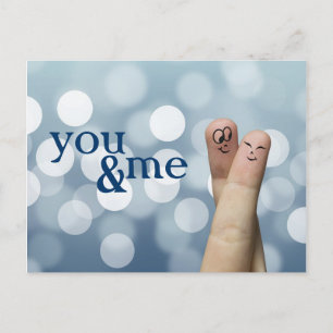 Finger Hug with Blue Lights Postcard