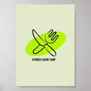 Finger Lickin Camp Knife & Fork - Minimalist Camp Poster