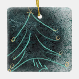 Finger Paint Christmas Tree Ceramic Ornament