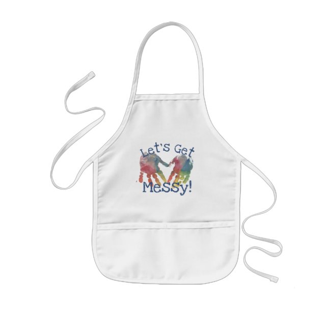 Finger Paint Let's Get Messy Art Smock Preschool Kids Apron (Front)