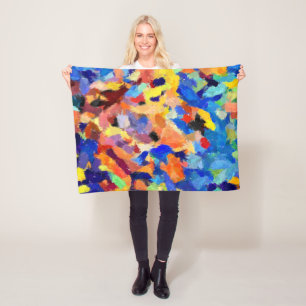finger paint smudges original art painting  fleece blanket