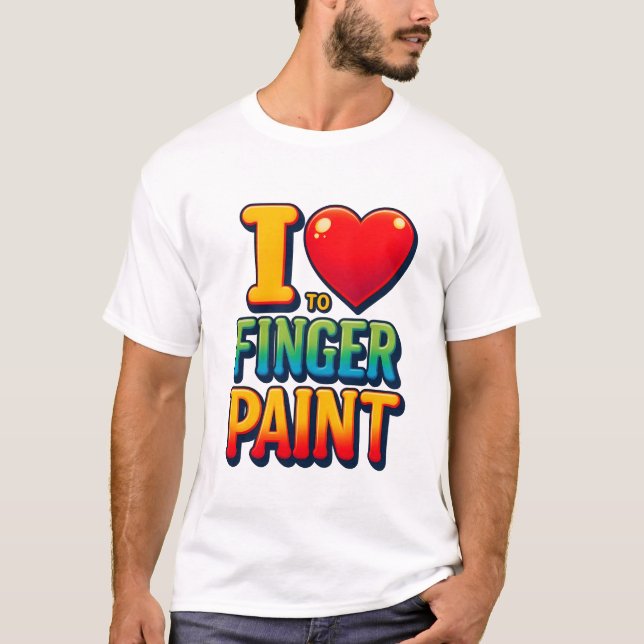 Finger Painting Fan – Vibrant Creative Expression T-Shirt (Front)