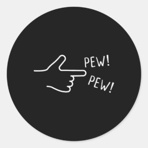 Finger Pew Pew I Funny Classic Round Sticker