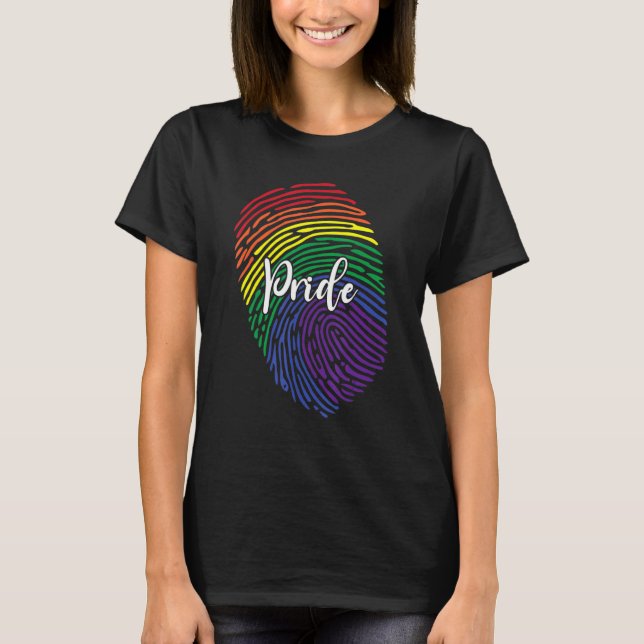 Finger Print Dna Lgbtq Rainbow Flag Gay Pride Men  T-Shirt (Front)