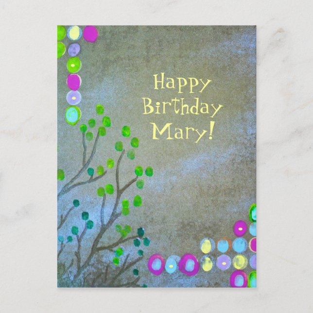 Fingerprint Abstract Happy Bday! Postcard (Front)
