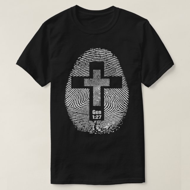 FINGERPRINT AND CROSS Design Christianinspired gif T-Shirt (Design Front)
