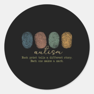 Fingerprint Autism1 Classic Round Sticker