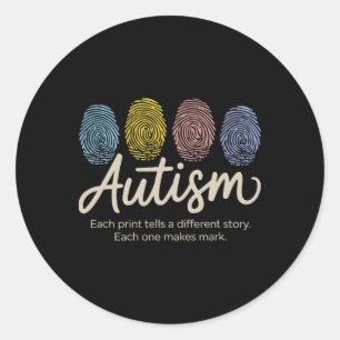 Fingerprint Autism5 Classic Round Sticker