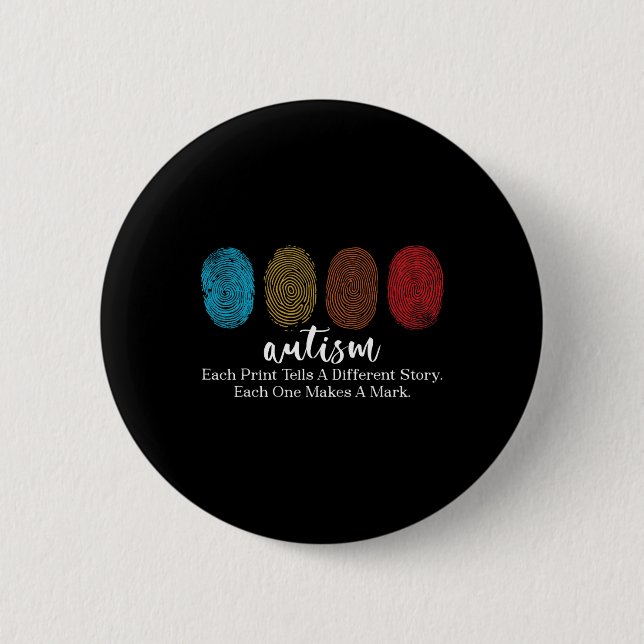 Fingerprint Autism  6 Cm Round Badge (Front)