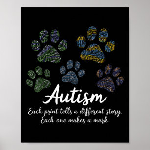 Fingerprint Autism Awareness Month Pet Lover Cat P Poster
