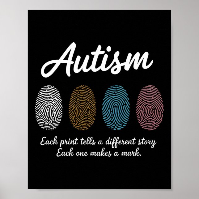 Fingerprint Autism Awareness Month Teachers Differ Poster (Front)