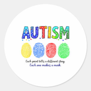 Fingerprint Autism Classic Round Sticker