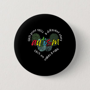 Fingerprint Autism Each Print Tells A Different St 6 Cm Round Badge