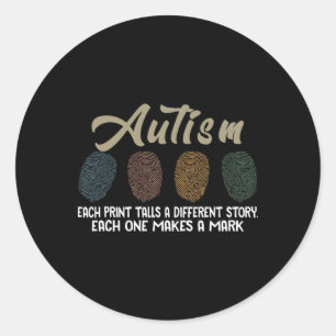 Fingerprint Autism Each Print Tells A Different St Classic Round Sticker