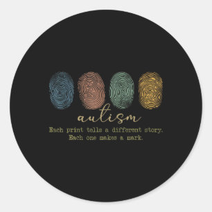 Fingerprint Autism Each Print Tells A Different St Classic Round Sticker