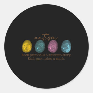 Fingerprint Autism Each Print Tells A Different St Classic Round Sticker