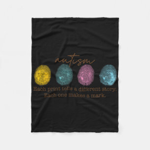 Fingerprint Autism Each Print Tells A Different St Fleece Blanket