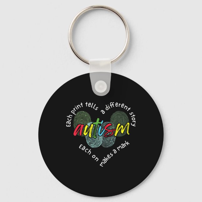 Fingerprint Autism Each Print Tells A Different St Key Ring (Front)