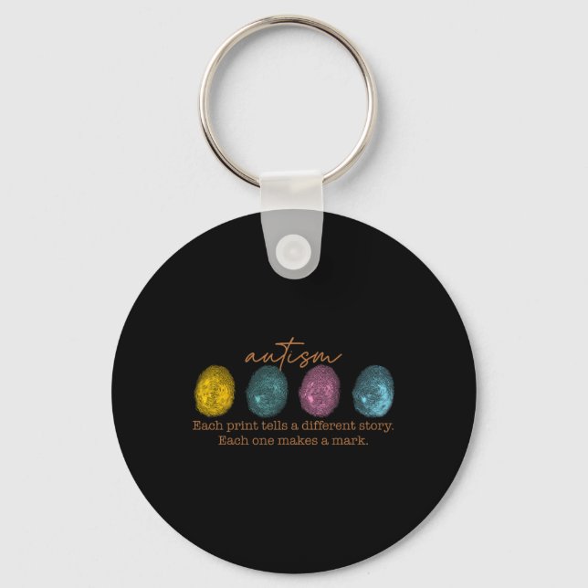 Fingerprint Autism Each Print Tells A Different St Key Ring (Front)