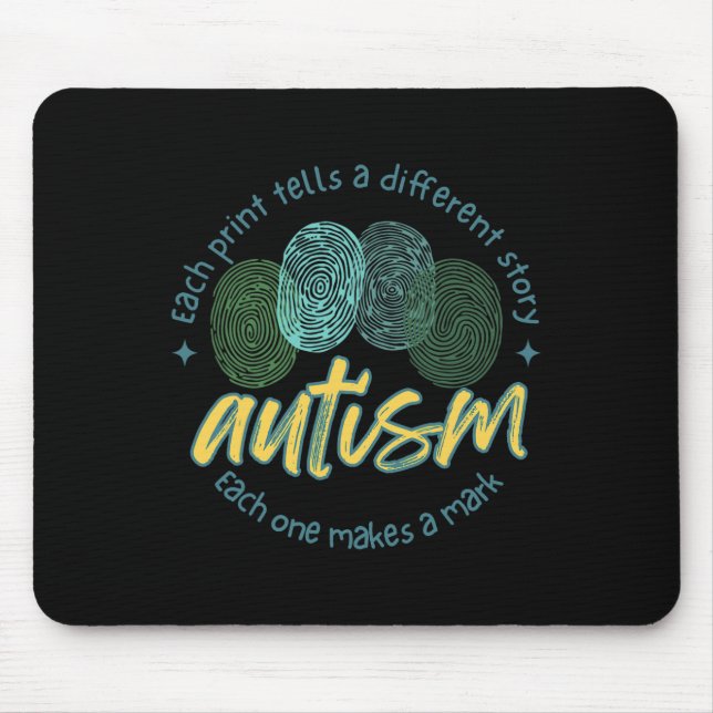 Fingerprint Autism Each Print Tells A Different St Mouse Pad (Front)