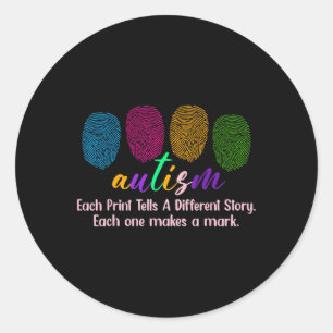 Fingerprint Autism Shirt1 Classic Round Sticker