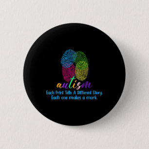 Fingerprint Autism Shirt 6 Cm Round Badge