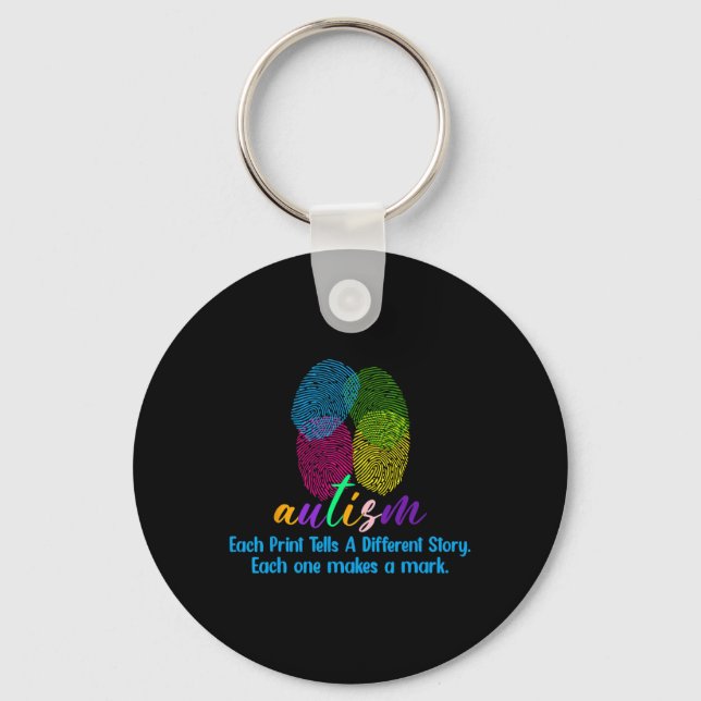 Fingerprint Autism Shirt  Key Ring (Front)