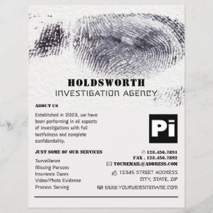 Fingerprint Design, Private Detective Investigator Flyer