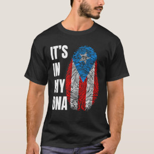 Fingerprint DNA Biometry Boricua Flag Puerto Rico T-Shirt