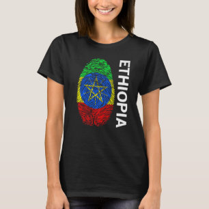 Fingerprint DNA Biometry Flag Ethiopia  T-Shirt