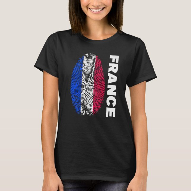Fingerprint DNA Biometry Flag France  T-Shirt (Front)