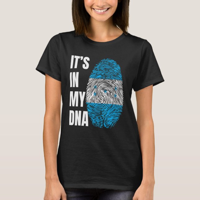 Fingerprint DNA Biometry Flag Honduras T-Shirt (Front)