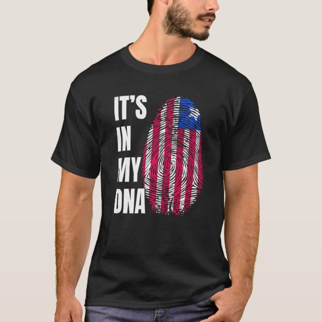 Fingerprint DNA Biometry Flag Liberia   T-Shirt (Front)
