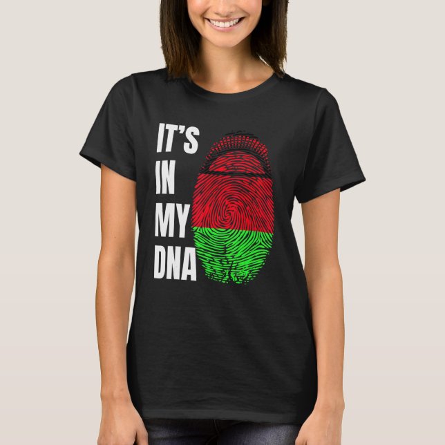 Fingerprint DNA Biometry Flag Malawi T-Shirt (Front)