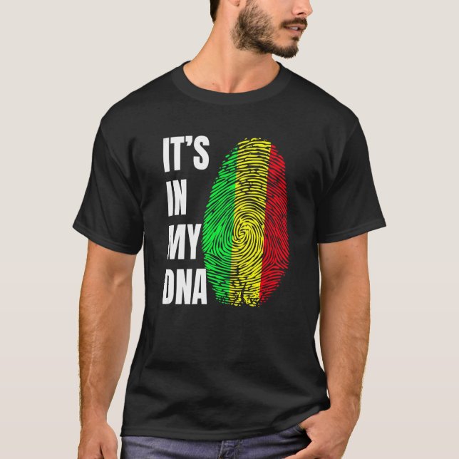 Fingerprint DNA Biometry Flag Mali   T-Shirt (Front)
