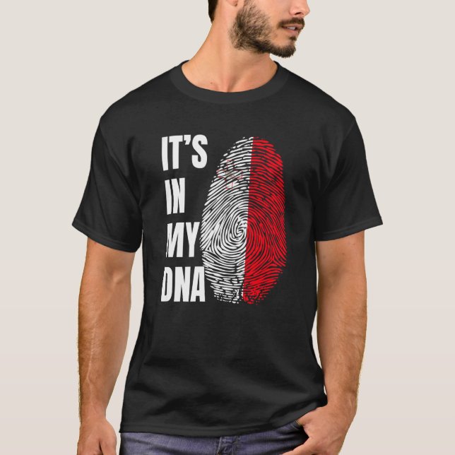 Fingerprint DNA Biometry Flag Malta   T-Shirt (Front)