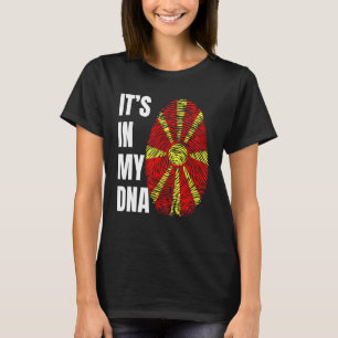 Fingerprint DNA Biometry Flag North Macedonia T-Shirt