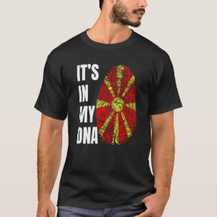 Fingerprint DNA Biometry Flag North Macedonia T-Shirt