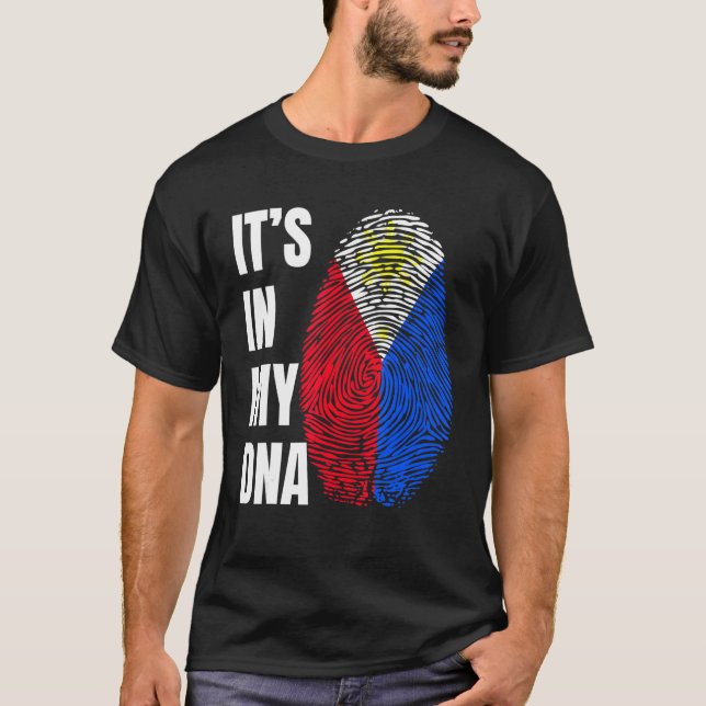 Fingerprint DNA Biometry Flag Philippines T-Shirt (Front)
